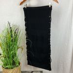 Alice + Olivia  Women's Black Knit Straight Side Tie Midi Skirt S Photo 3