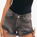 Free People  Loving Good Vibrations Distressed Cut Off Black Denim Shorts Photo 0