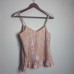 Anthropologie  NWT $98 Pink Champagne Amelie Beaded Sequin Cami Peplum Tank Photo 8