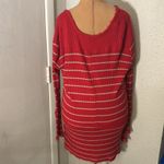 Free People  Waffle Knit High Low Oversized S Red/Beige Nautical Cherry Girl Boho Photo 1
