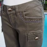 Cache  Olive Embellished Jean Pant Cargo Denim Zipper Leg Rhinestone $128 NWT Photo 3