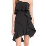 Endless Rose  Women’s Black Strapless Asymmetrical Ruffle Mini Dress Size XS Photo 1