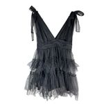Lulus  Tulle-Proof Black Tulle Beaded Tie-Shoulder Tiered
Mini Dress XL Photo 1