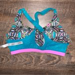Victoria's Secret VSX  PINK Logo 34B Pullover Sports Bra Turquoise Print Racerback Photo 1