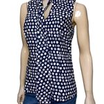 Lilly Pulitzer  NWT Women’s 8 Navy Blue White Squirt Print Lenna Poplin Tie Top Photo 1