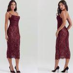 House Of CB  'Gaia' Claret Lace Midi Dress NWOT size L Photo 3