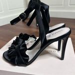 leather retro glam chic y2k open toe Satin Ruffle Heels Size 7 Photo 0