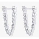 Boutique Solitaire Curb Chain Drop Earrings | White Gold Filled‎ Photo 2