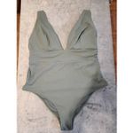 H&M Size XL Sage Green Shaping V Neck One Piece Swimsuit Swim Photo 1