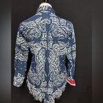 Tizzie Lizzie Blue Paisley button up red and white plaid cuffs fringe bottom Photo 1