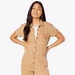 Outerknown  S.E.A. Tan Sand Cotton Linen Jumpsuit Short Sleeve Medium Photo 11
