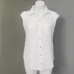 Michael Stars NEW Monique Gauze White Button Down Blouse Tank Small Photo 3
