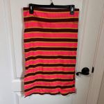 Aerie Striped Midi Pencil Skirt Ribbed Pink Side Slit Summer Funky Retro Large Photo 2