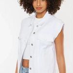 NWT KanCan White Denim Vest Cotton Oversized Small Photo 0