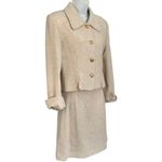 Bosch White Beige Cream Gold Button Luxury Regal Tweed Skirt Suit size 6 / L Photo 12