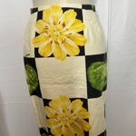 J. McLaughlin  Size 6 Pencil Skirt Yellow Floral Green Leaf Black White Check Photo 0