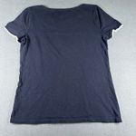 Talbots Shirt Womens SP Petite Navy Embroidered Cap Sleeve Cotton Casual Top Photo 8