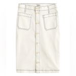 J.Crew J.Cew Denim Button-front Skirt in White Wash Pencil Skirt Size 23 NWT Photo 1