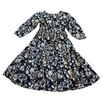 Soft Surroundings  Tilda Midi Dress Navy White Embroidered Boho Size Medium Women Photo 9