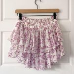 CAROLINE CONSTAS Silk Floral Mini Skirt Purple Size XS Photo 6