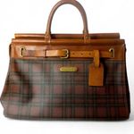 Ralph Lauren Tartan Plaid Brown Green Doctors Bag Boston Weekend Travel Suitcase Photo 0