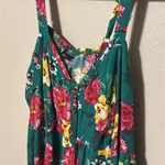 Torrid  Fit and Flare Green Floral Rayon‎ Slub Lace Up Back Tank Size 1X Photo 3