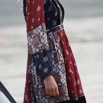Anthropologie Maeve Quartier Latin Burgundy Floral Velvet Dress Size Small Photo 0
