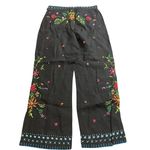 Moschino  Floral Flower Embroidered Black 100% Linen Pants‎ Womens Size 8 Photo 4