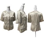 Ricky Freeman Rickie Freeman Teri Jon Beige Women's Silk Blend Short Sleeve Blouse Size 6 Photo 1