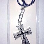 💕5️⃣ Silver Diamond in Black Cross bag charm keychain Photo 0