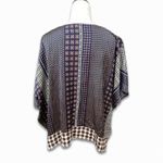 Central Park West  Boho Blouse Scoop Neck Short Sleeves High-Low Hemline Blue XS Photo 4