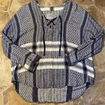 Rails Anthropologie  Lily Yarn Dyed Lace Up Embroidered V-neck Plaid Tunic Top XS Photo 4