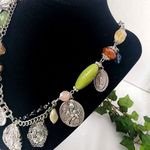 Unique Religious Metal Charm Necklace Earrings Set Silver Photo 4