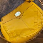 Franco Sarto yellow shoulder bag purse woven leather marigold mustard boho EUC Photo 1