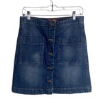Lucky Brand Size 8/29 Denim A Line Mini Skirt Button Front 90s Western Blue Photo 0