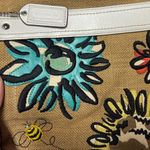 Coach Vintage Limited Edition Straw Burlap Bee Flower Satchel Tote Purse Photo 12