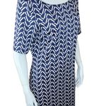 Julie Brown NYC Womens Medium Short Sleeve Blue White Midi Sheath Dress Zipper Photo 0