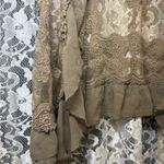 Umgee  Lace vest tan NWOT M/L rose appliqué ruffles lace Photo 12