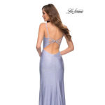 La Femme  Beaded Light Periwinkle Gown Photo 5