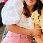 ZARA Floral Poplin Crochet/Smocked Crop Top Photo 3