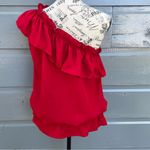 The Limited  Red‎ Ruffle One-Shoulder Blouse Photo 1