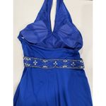 JJ's House Gown Womens Small Blue Prom Formal Hoco Floor Length Beaded Halter Photo 4