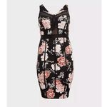 Torrid  Black Floral Stretch‎ Scuba Bodycon Sleeveless Dress Size 2X Photo 4