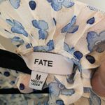 FATE. Blue Cream Pleated Full Sleeve Blouse Sz Medium Photo 4