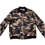 Miss London Jacket Pink Olive Black Quilted Camouflage Bomber Jacket Coat Large Photo 6