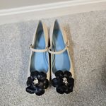 Frances Valentine Ivory Mary Jane Block Heel Shoes Size 7B Flower‎ Embellished Photo 1