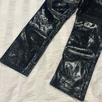 Abercrombie & Fitch A&F Curve Love 90s Straight Ultra High Rise Blue Leather Pants Photo 7