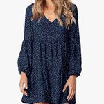 Amoretu Women Summer Tunic Dress V Neck Casual Loose Flowy Swing Shift Dress Blue Photo 0