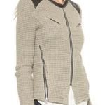IRO Long Sleeve Ceylona Knit Leather Trim Zip Up Jacket Gray Women's FR 38 /US 6 Photo 1