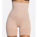 Spanx Slim Cognito Women's Size Large-high waisted mid thigh shorts- Nude 2433 Photo 0